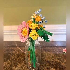 LEGO Botanical Wildflower Bouquet + Erewhon Glass Vase Decor